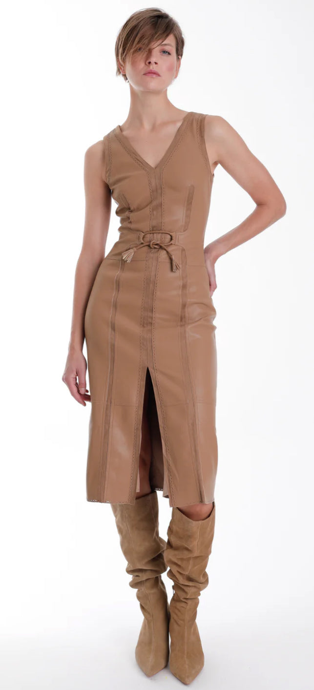 Mona Vegan Leather Midi Dress