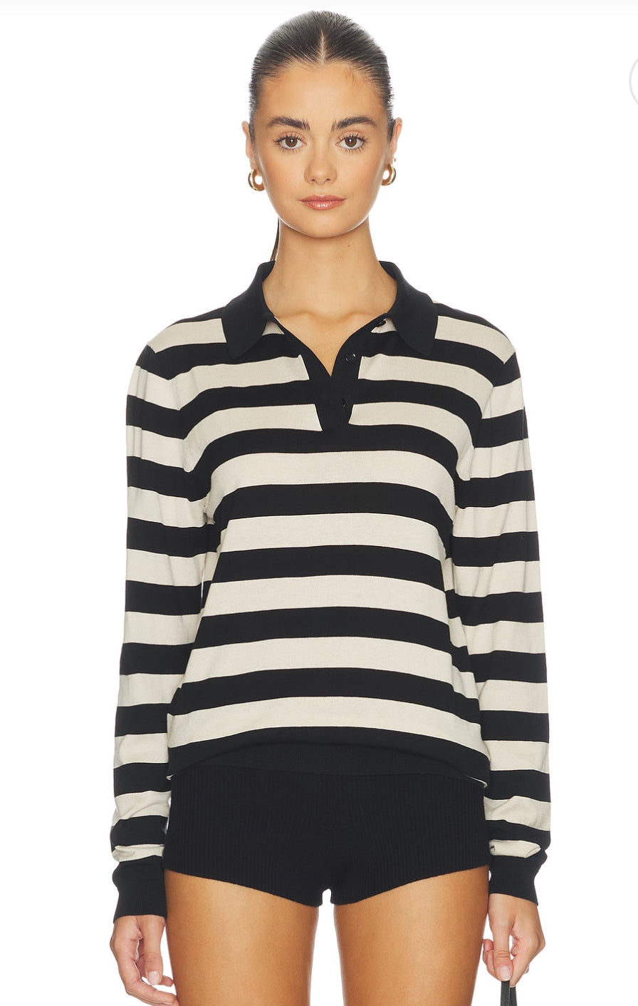 Stripe Silk Knit Polo