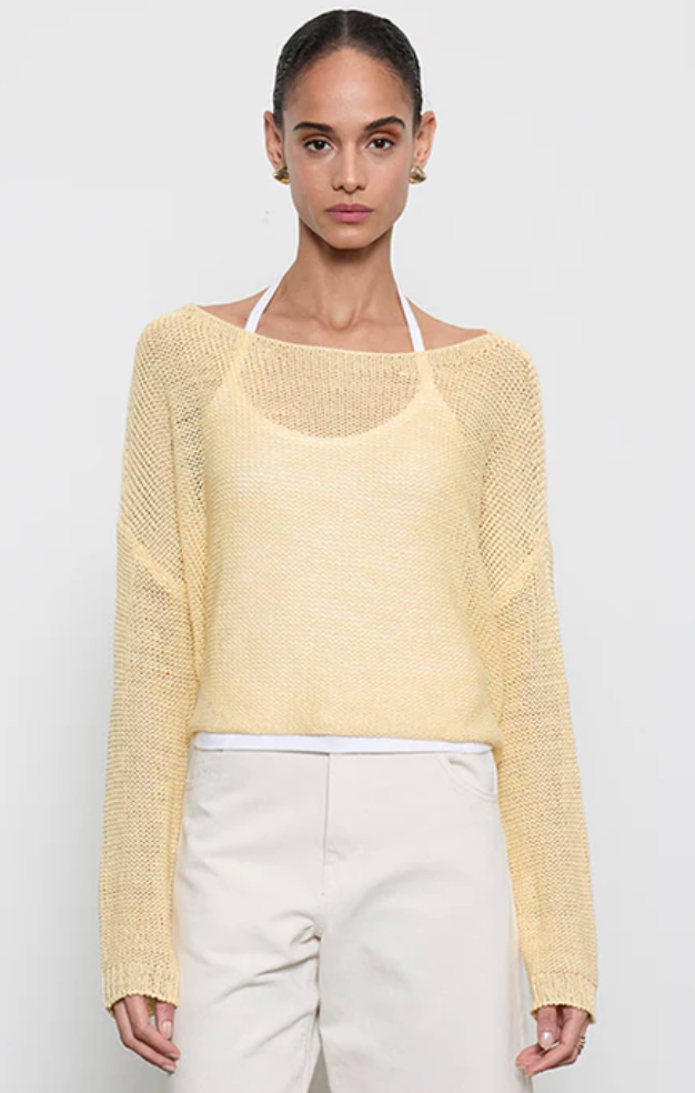 Linen Open Knit Bateau Sweater