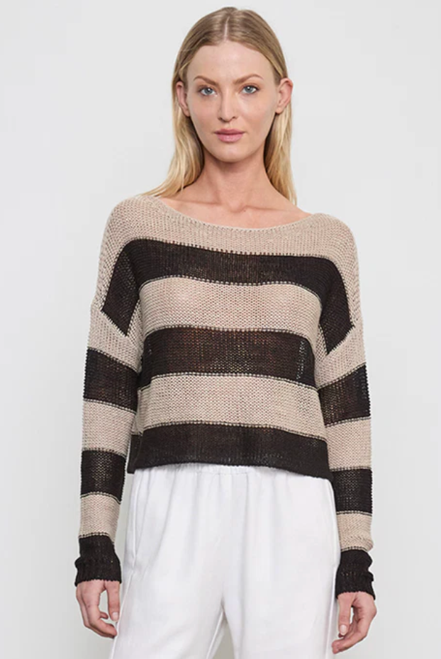 Stripe Linen Bateau Sweater