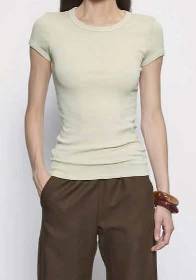 Textured Rib Cap Sleeve Crew