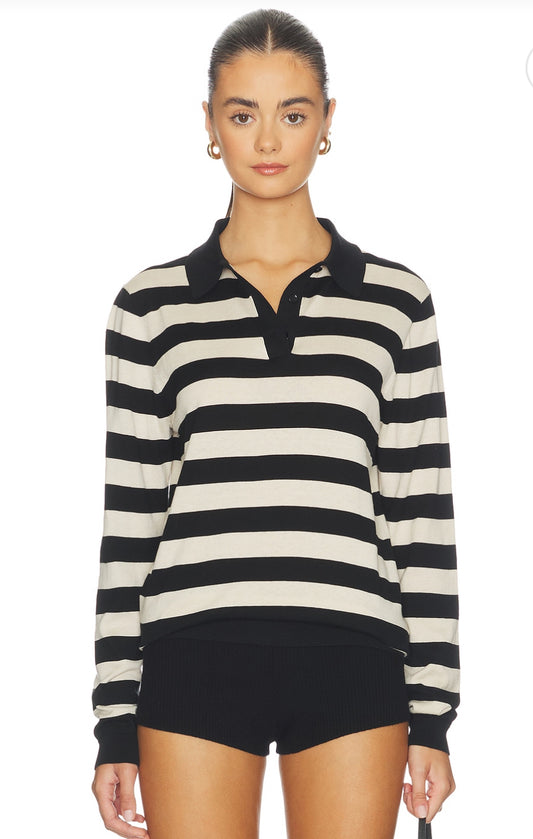 Stripe Silk Knit Polo