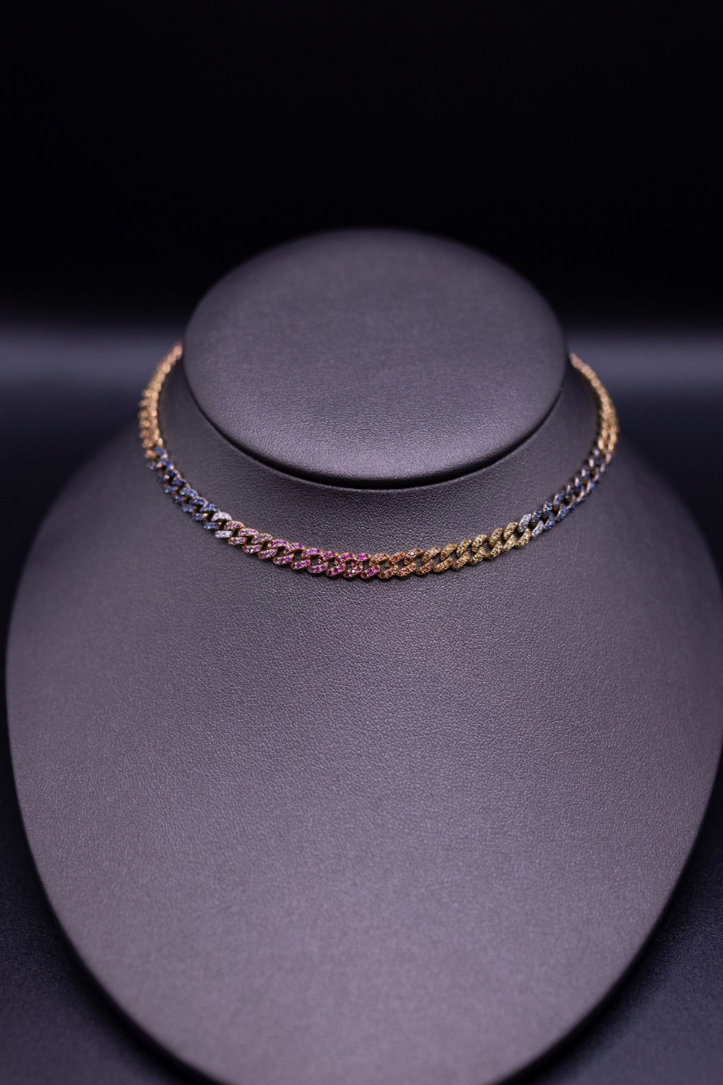 18k YG Rainbow Pave Necklace