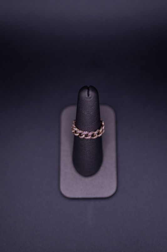 14k RG Chain Link Pave Ring