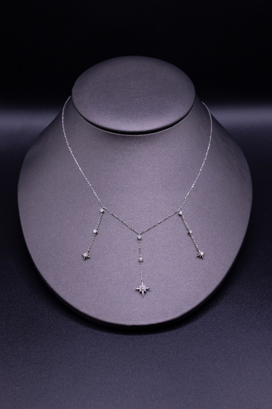 14k WG Diamond Star Drop Necklace .42ct