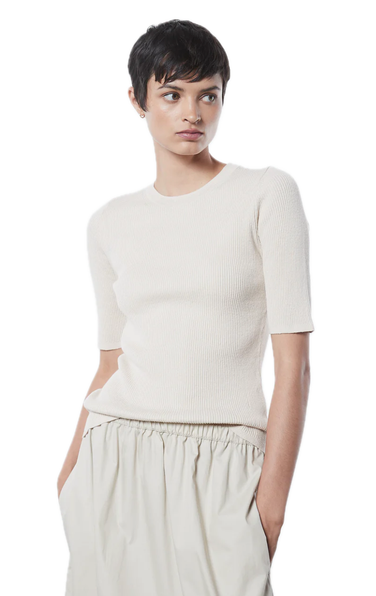 Linen Knit Half Sleeve Crew