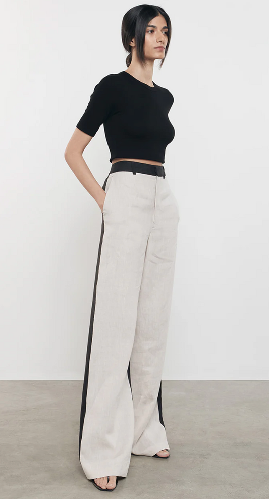 Linen Colorblock Trouser