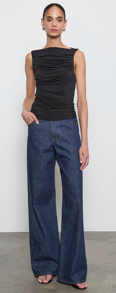 Fluid Jersey Sleeveless Draped Boatneck