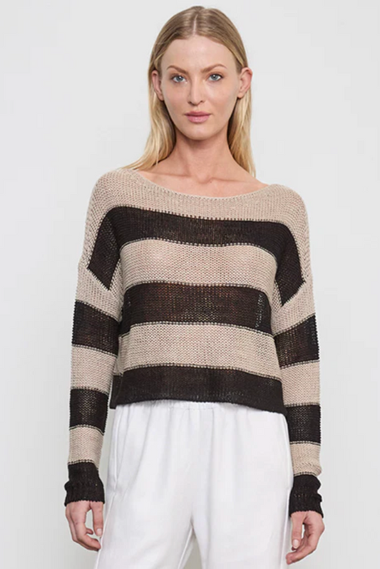 Stripe Linen Bateau Sweater
